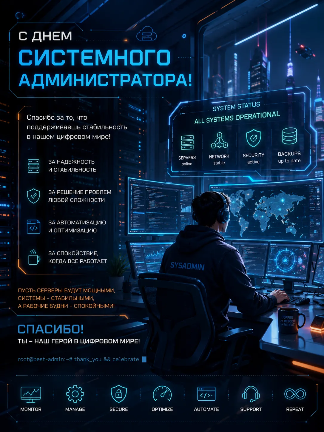 Коллектив Service4biz поздравляет с Днём системного администратора